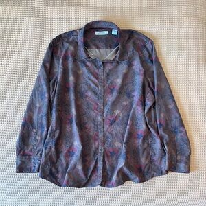 Vintage Natural Reflections Faux Suede Fall Foliage Shirt Jacket Women’s Plus 2X